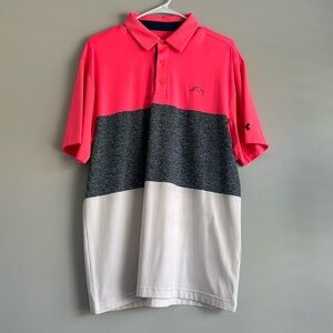 Under Armour Men's Polo - Vibrant Pink, Blue, Crisp White